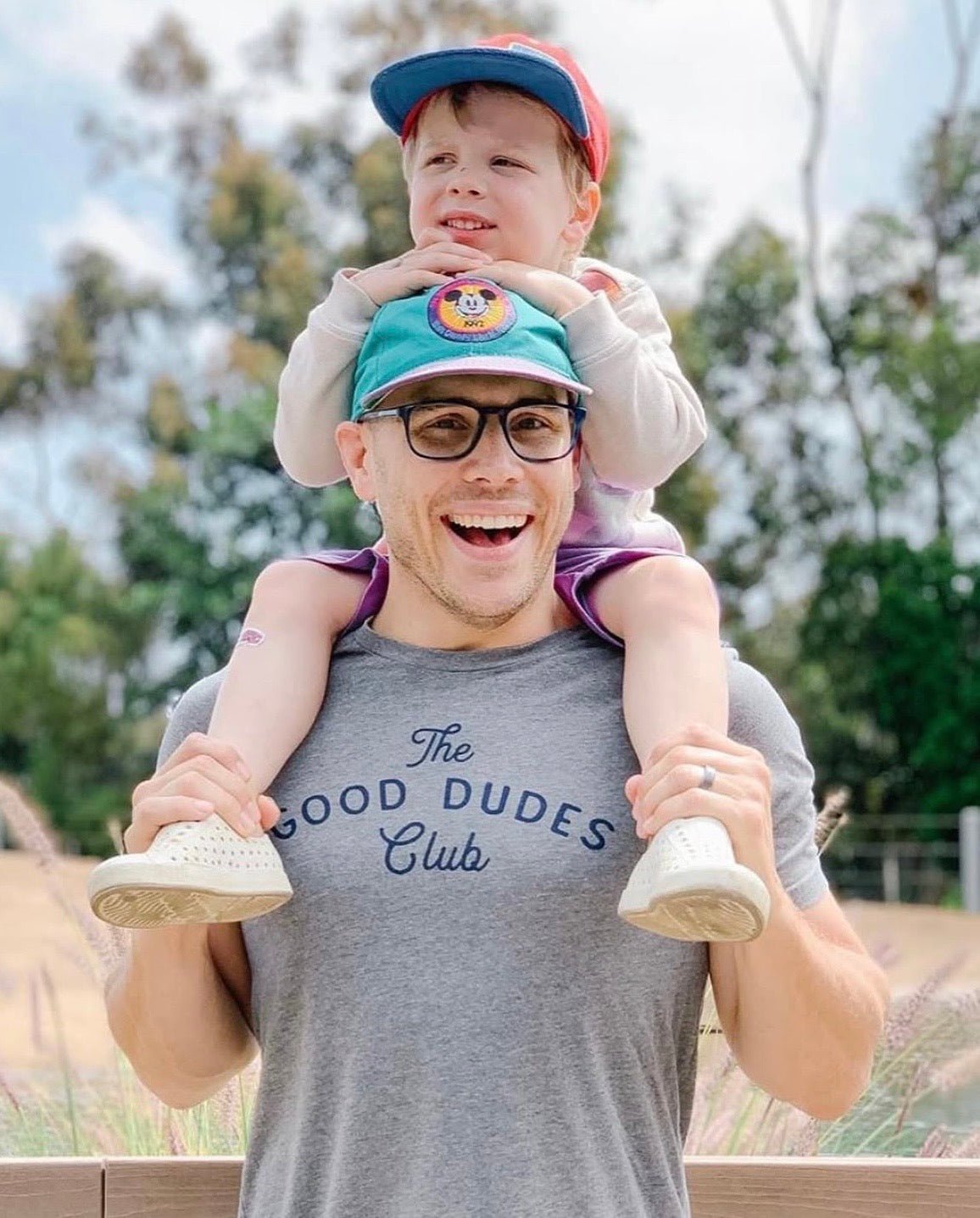 Adult Good Dudes Club T-shirt by The Wishing Elephant, featuring a casual design with a fun graphic on the front.