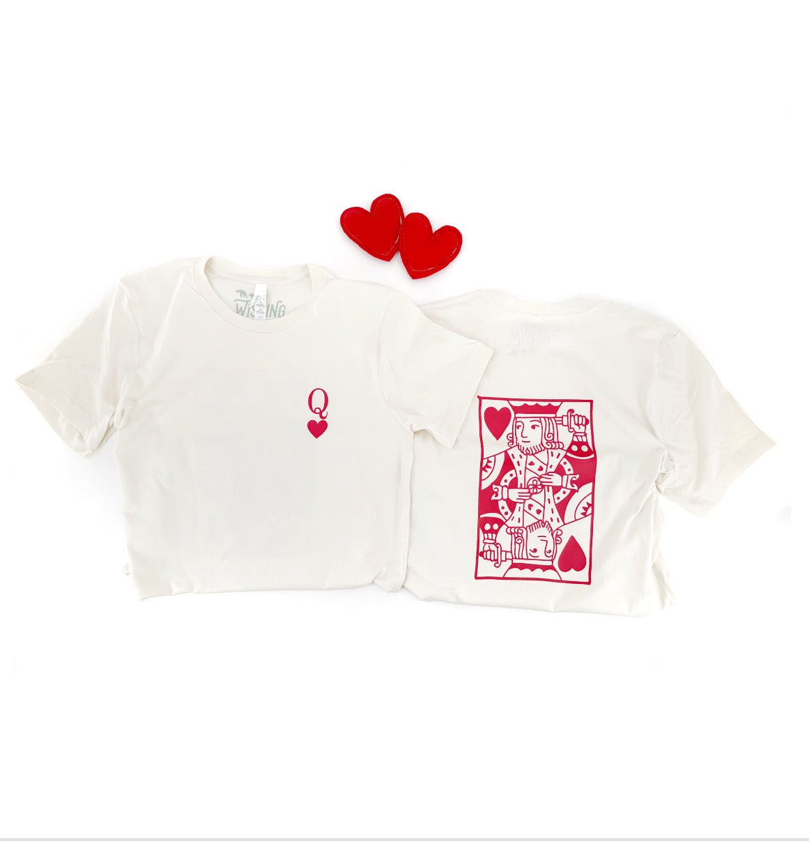 Adult King and Queen of Hearts Tees, Valentines Matching Shirts - The Wishing Elephant
