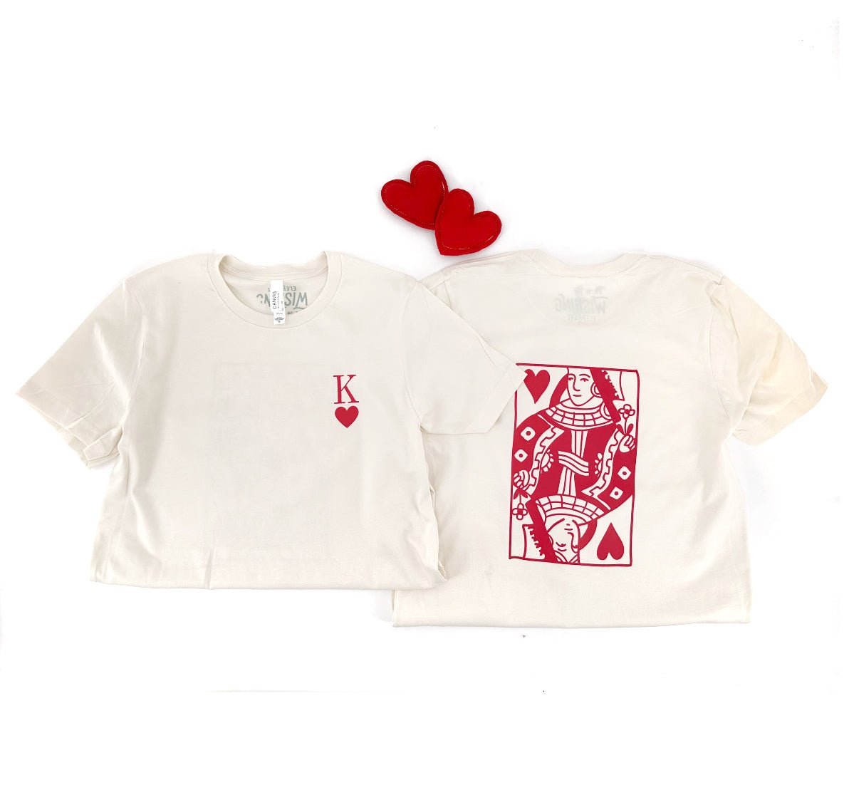 Adult King and Queen of Hearts Tees, Valentines Matching Shirts - The Wishing Elephant