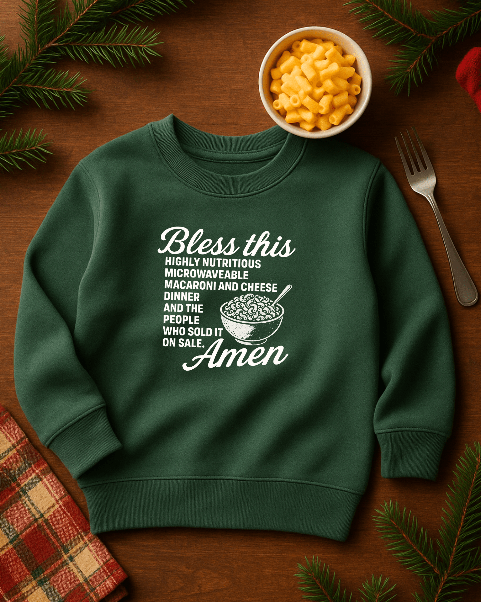 Adult Macaroni and Cheese Sweatshirt, Christmas Sweatshirt - The Wishing Elephant