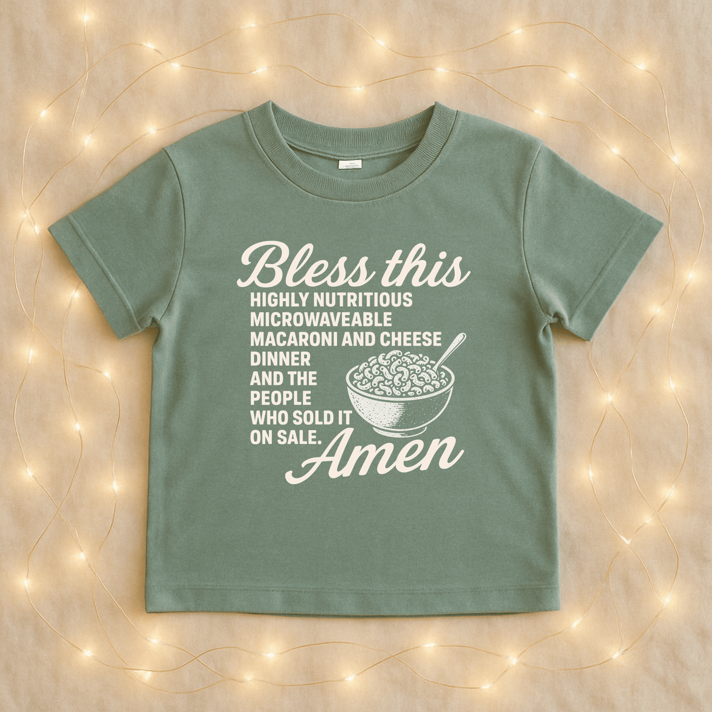 Bless This Macaroni and Cheese Tshirt. - The Wishing Elephant