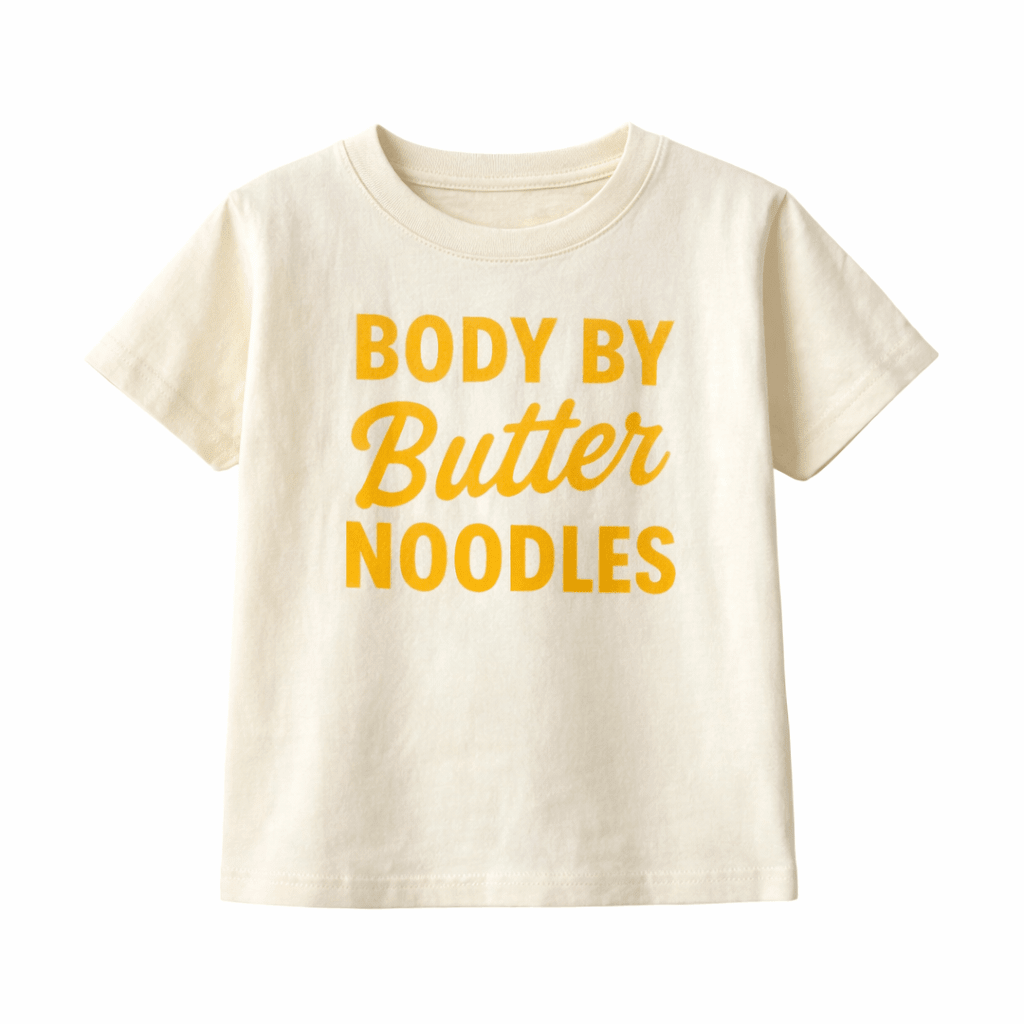 Body By Butter Noodles Kids Shirt, Pasta Lover Tee - The Wishing Elephant