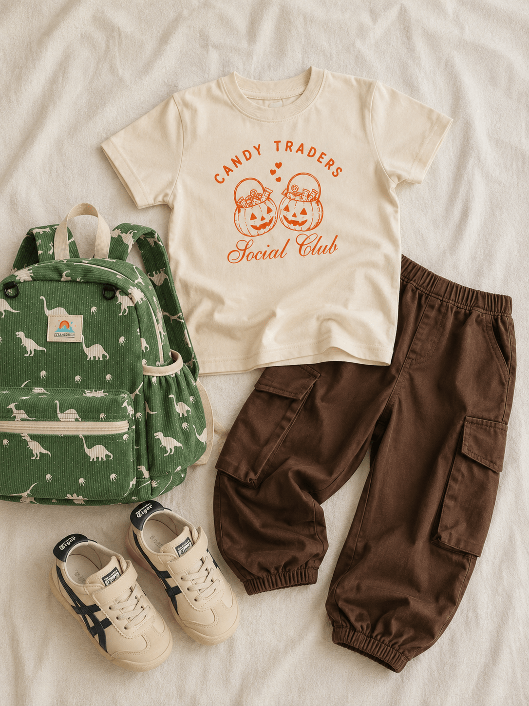 Candy Traders Social Club Halloween Tee For Kids - Natural - The Wishing Elephant