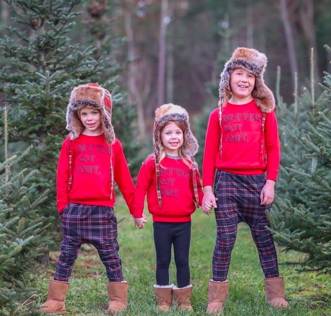Christmas Red Better Not Pout Crewneck, red & black - The Wishing Elephant