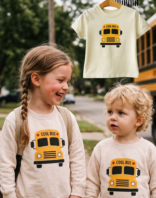 Cool Bus Tee and Sweatshirt, Back to School Clothes for Kids - The Wishing Elephant