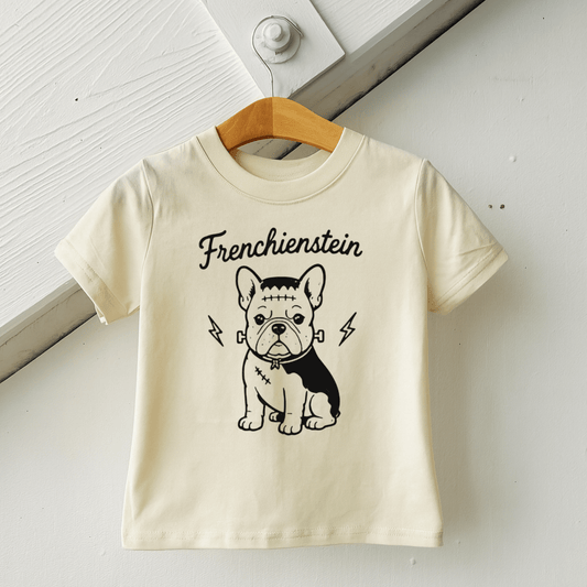 Frankenstein French Bulldog Halloween Tee, Green Purple and Pink - The Wishing Elephant