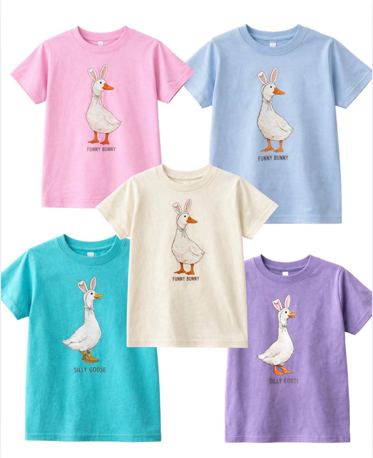 Funny Bunny and Silly Goose Easter Tees for Kids - The Wishing Elephant
