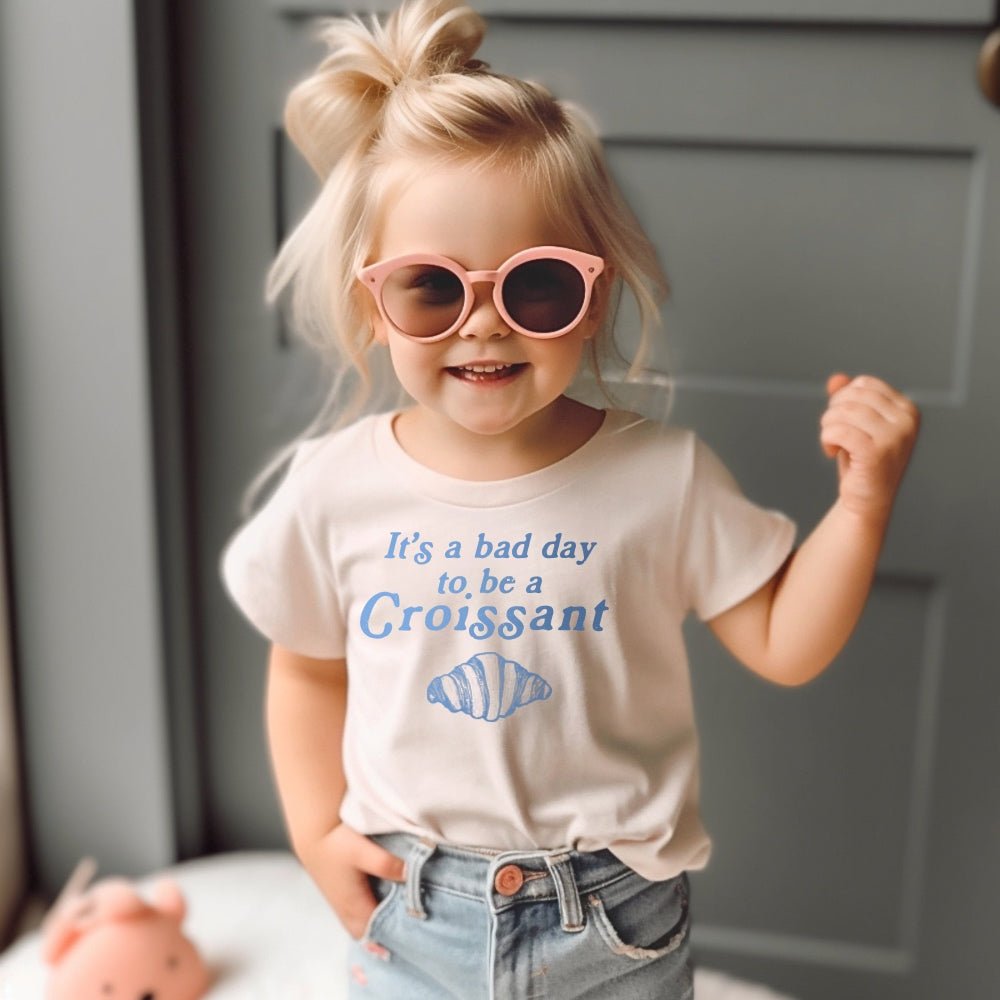 Funny Kids T-Shirt | Bad Day for Croissants Tee | Food Lover Shirt - The Wishing Elephant