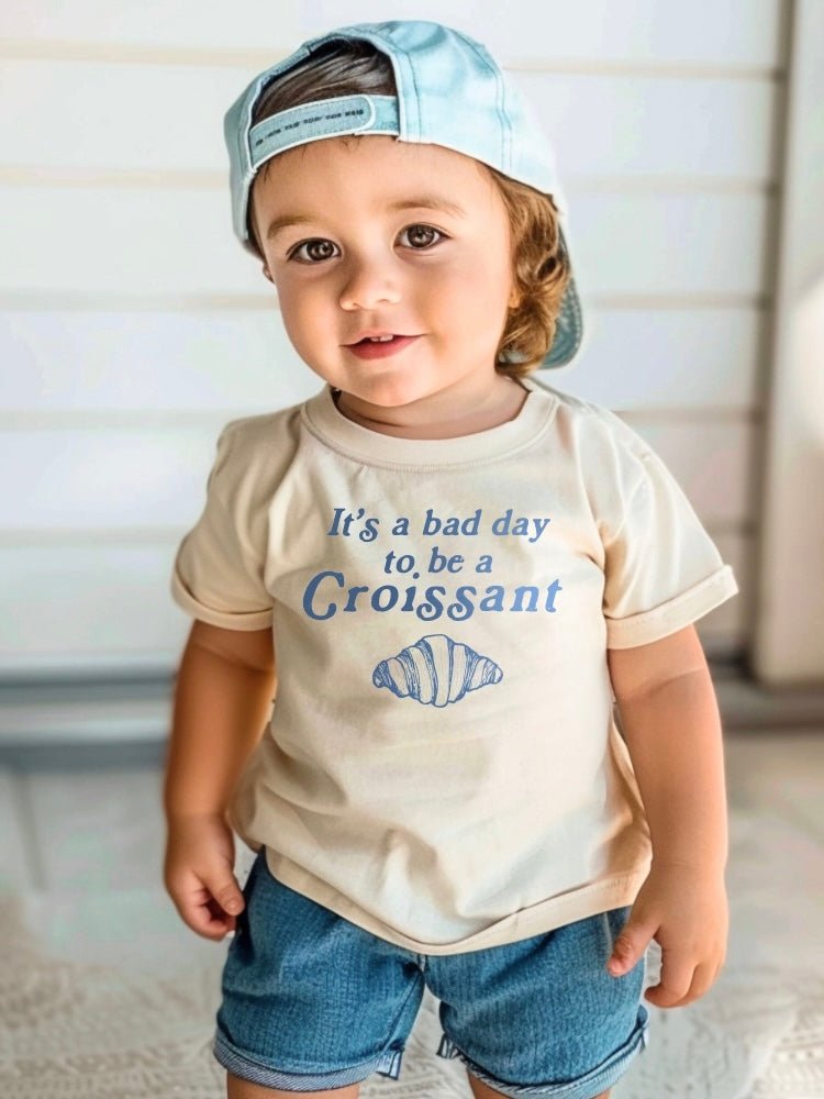 Funny Kids T-Shirt | Bad Day for Croissants Tee | Food Lover Shirt - The Wishing Elephant