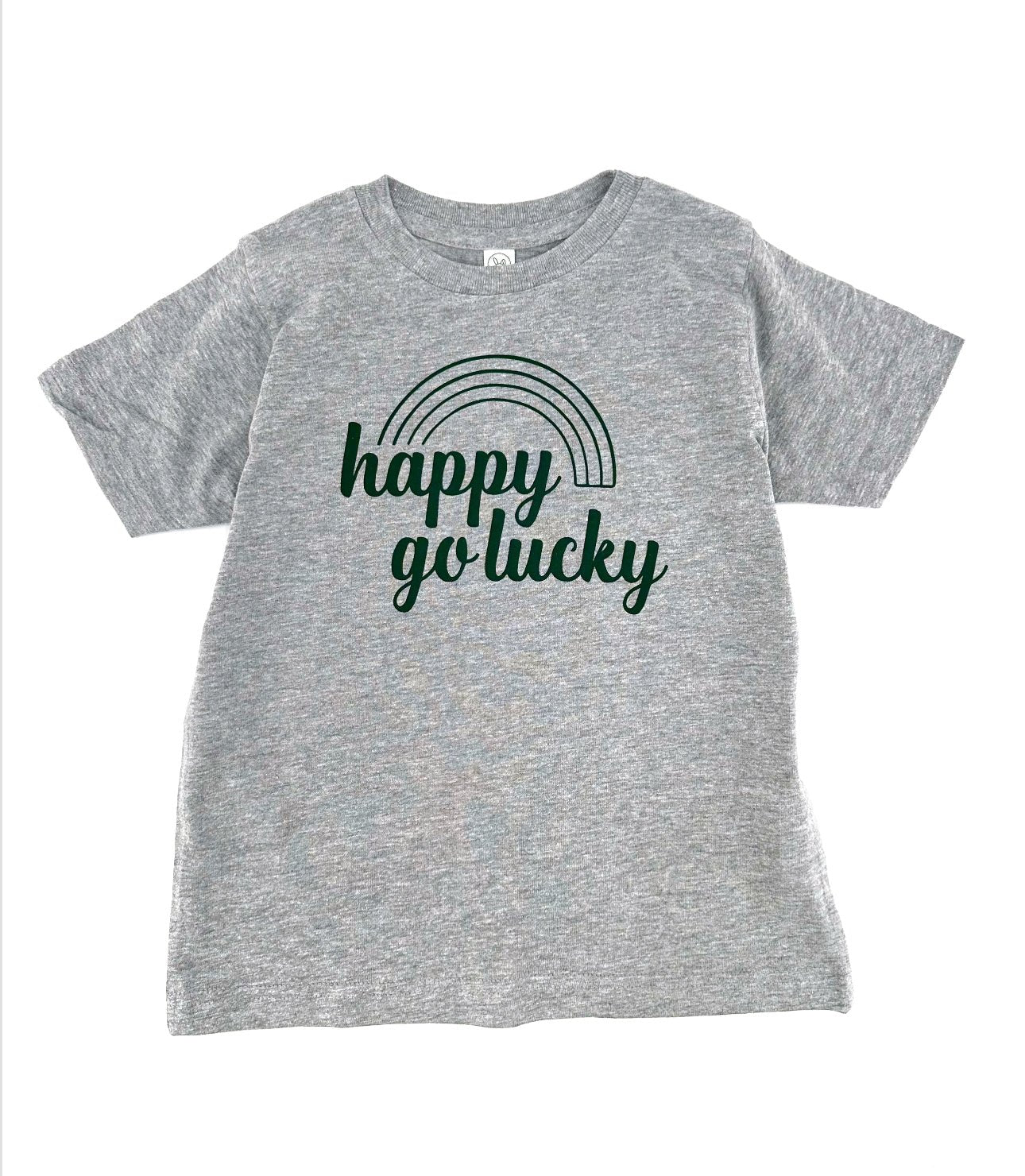 Happy Go Lucky Grey Tee, Cute Unisex Shirt for Saint Patrick’s Day - The Wishing Elephant