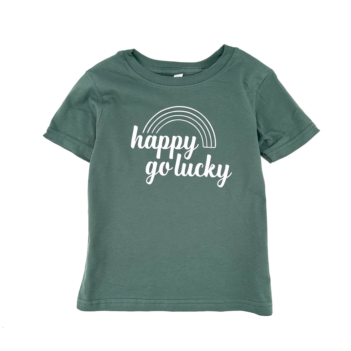 Happy Go Lucky Sage Green Kids T-Shirt - The Wishing Elephant