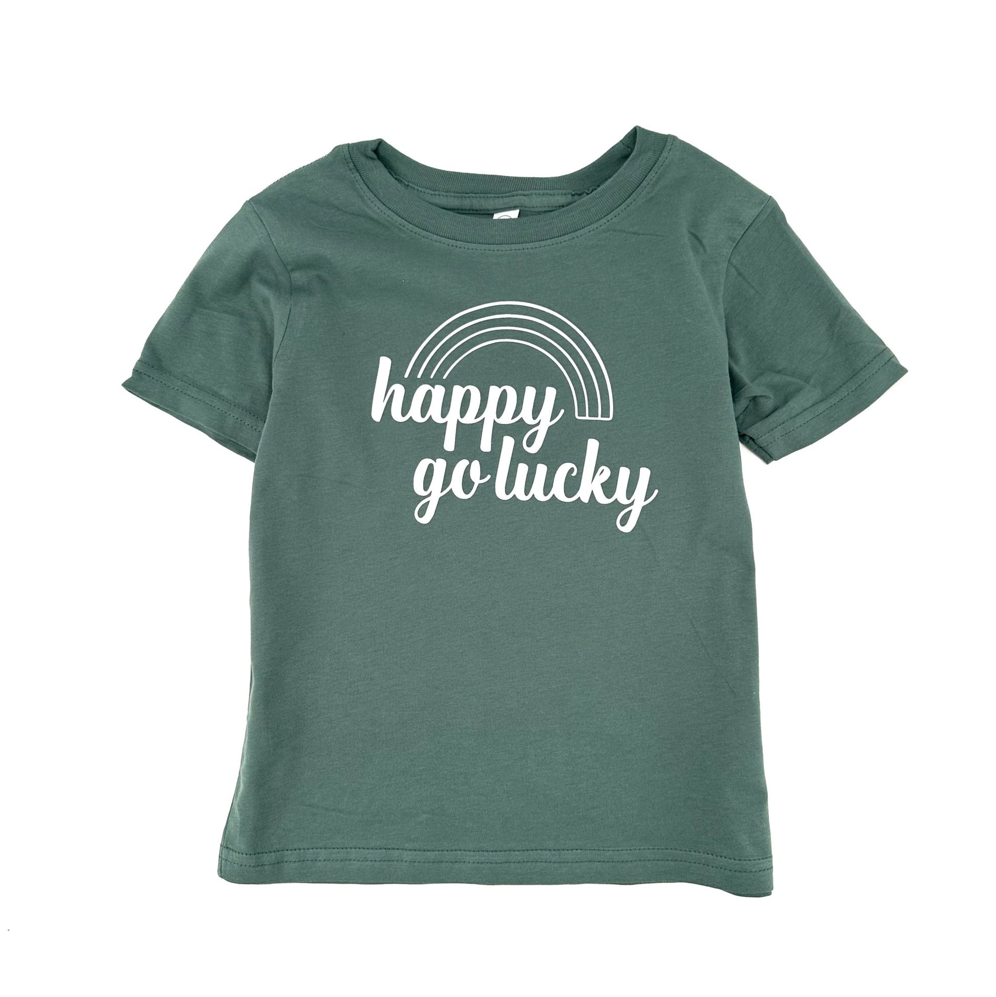 Happy Go Lucky Sage Green Kids T-Shirt - The Wishing Elephant