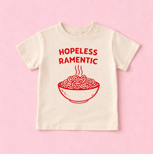 Hopeless RAMENtic tee, Valentines Tee for Kids - The Wishing Elephant