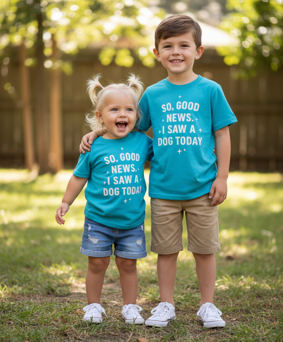 Kids Funny Dog Shirt “I Saw a Dog Today” Graphic Tee - The Wishing Elephant