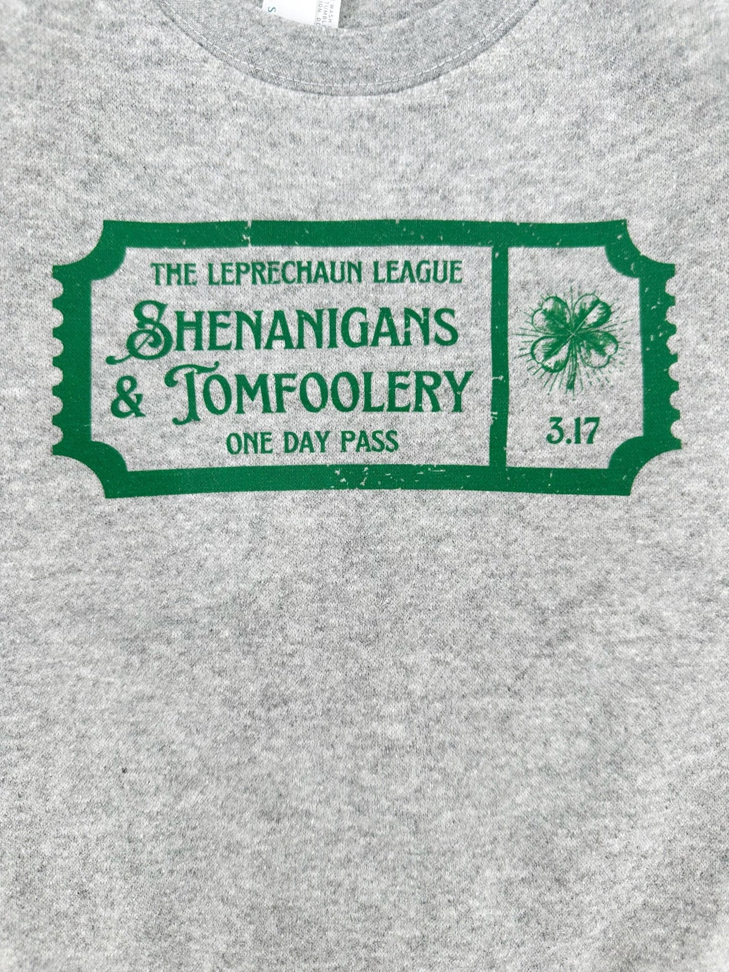 Leprechaun League Sweatshirt, Shenanigans and Tomfoolery One Day Pass - The Wishing Elephant