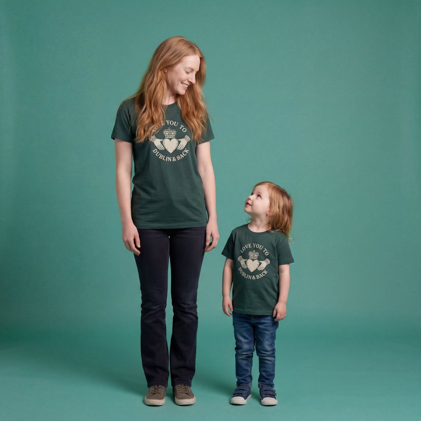 Adult St. Patrick's Day tee by The Wishing Elephant with "Love You To Dublin And Back" slogan, featuring festive green design.