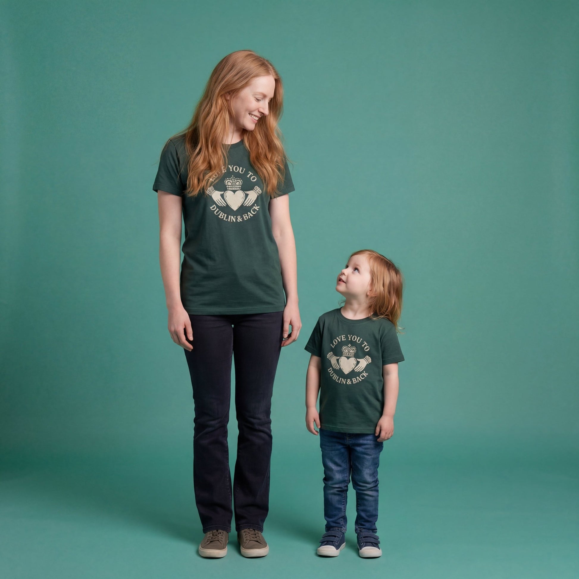Adult St. Patrick's Day tee by The Wishing Elephant with "Love You To Dublin And Back" slogan, featuring festive green design.