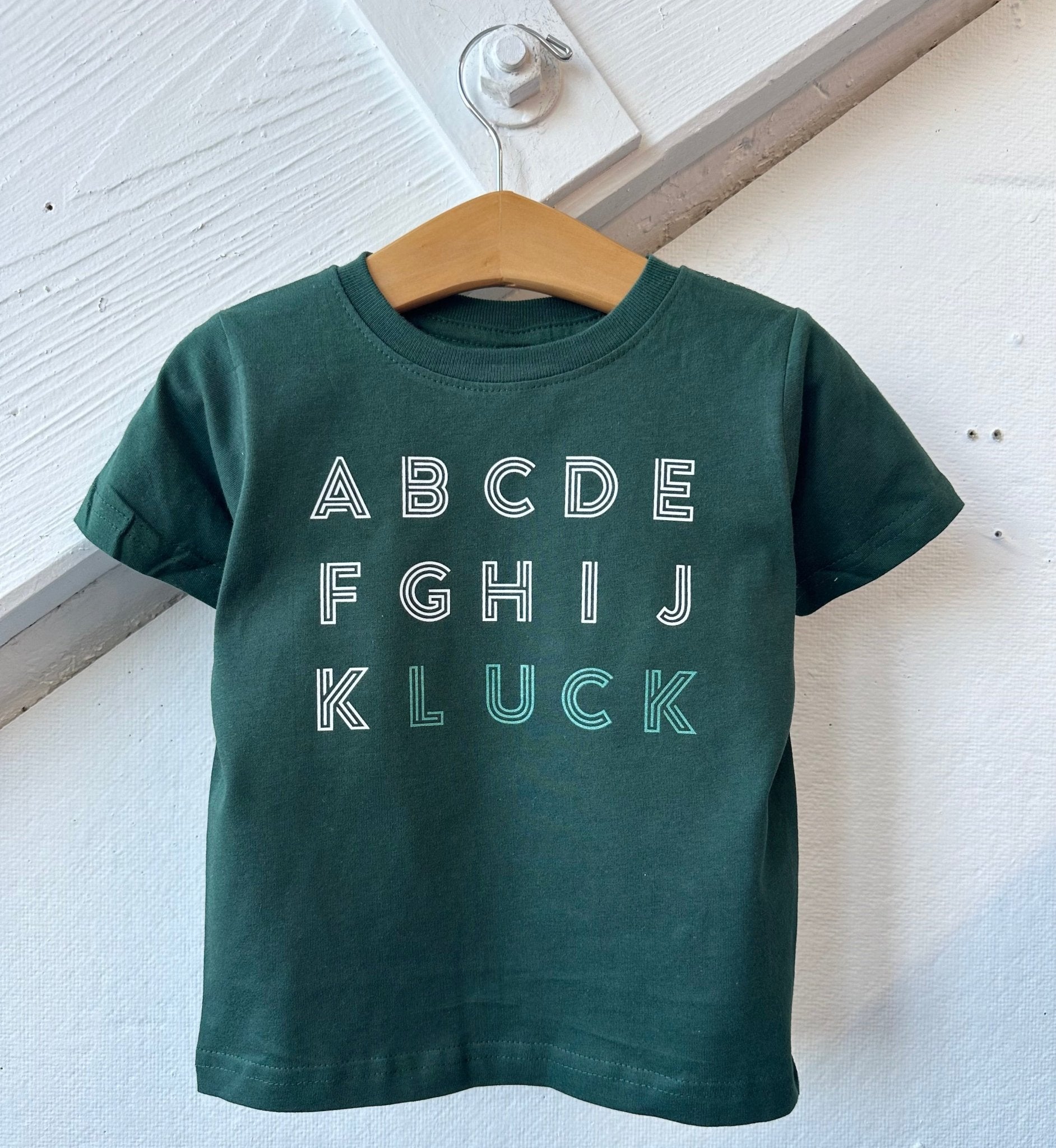 Lucky Alphabet Kids Graphic Tee Funny Alphabet Shirt ABCD LUCK - The Wishing Elephant