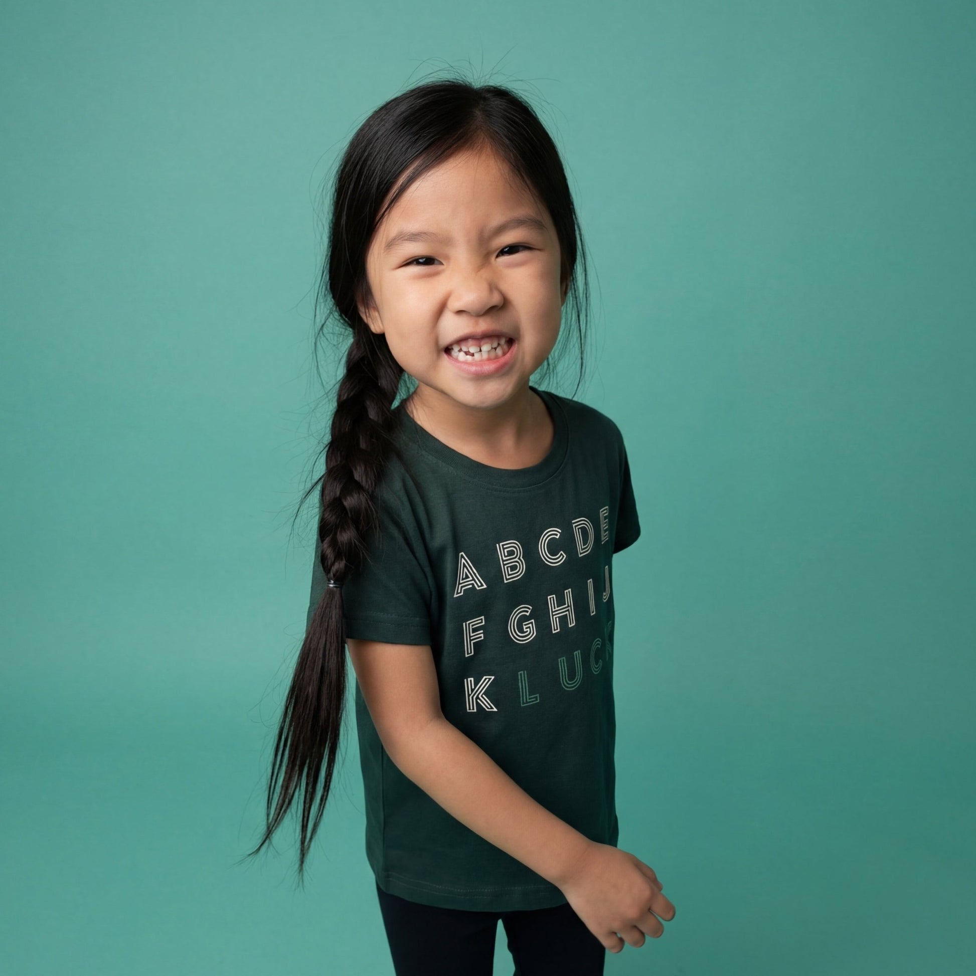 Lucky Alphabet Kids Graphic Tee Funny Alphabet Shirt ABCD LUCK - The Wishing Elephant