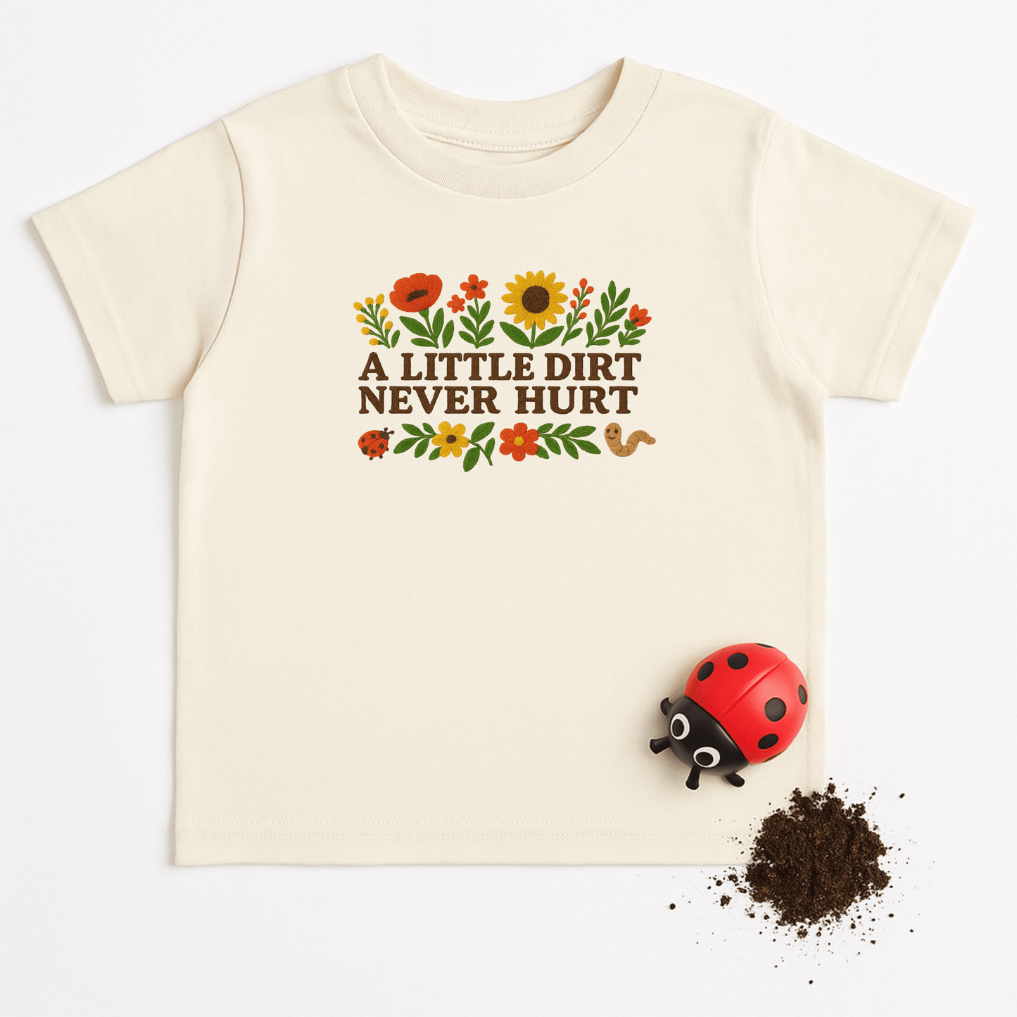 Natural, A Little Dirt Never Hurt Kids Gardening Tee - The Wishing Elephant
