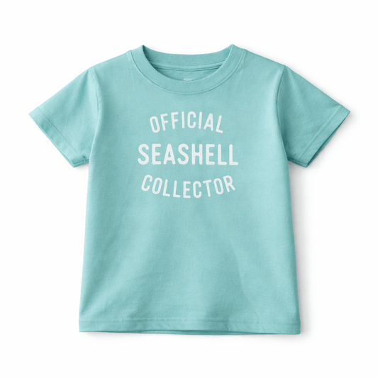 Official Seashell Collector Kids T-Shirt – Mint Beach Shirt for Kids – Summer Vacation Tee Toddler Youth - The Wishing Elephant