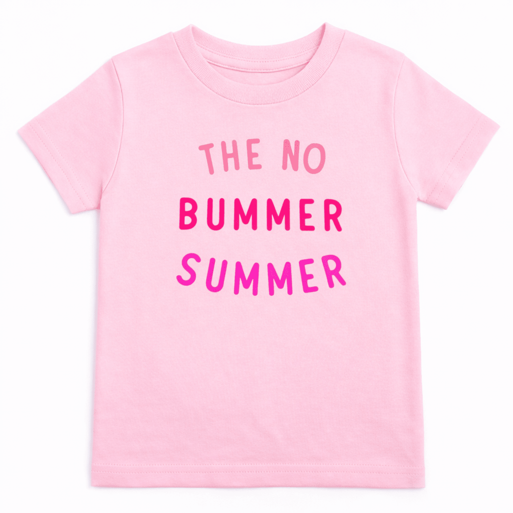 PINK no bummer summer TEE, Summer Shirt For Girls - The Wishing Elephant