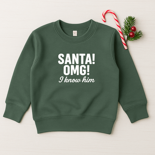Santa OMG I Know Him! Funny Christmas Sweatshirt - The Wishing Elephant