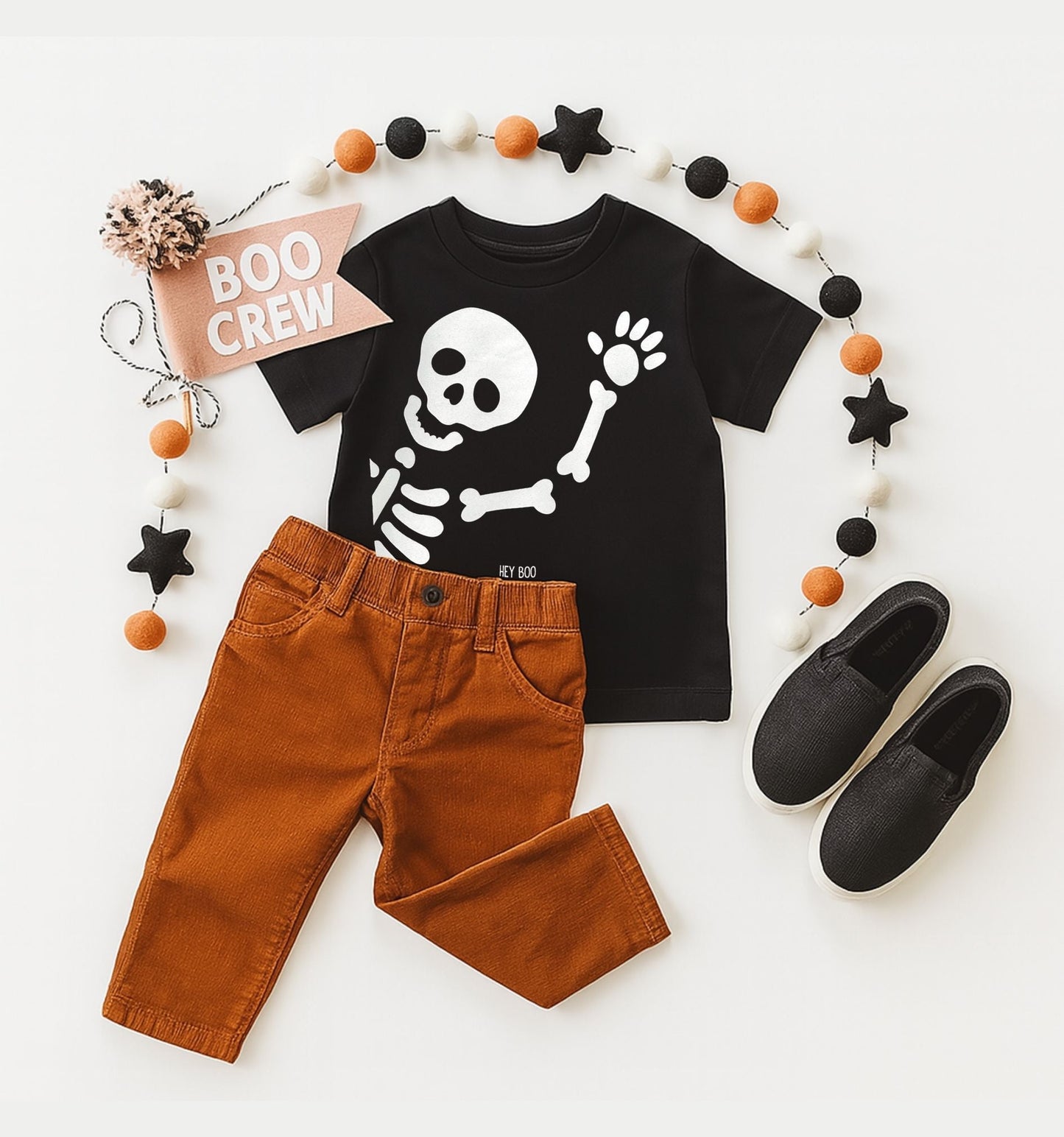 Skeleton Tee Shirt - Hey Boo - The Wishing Elephant
