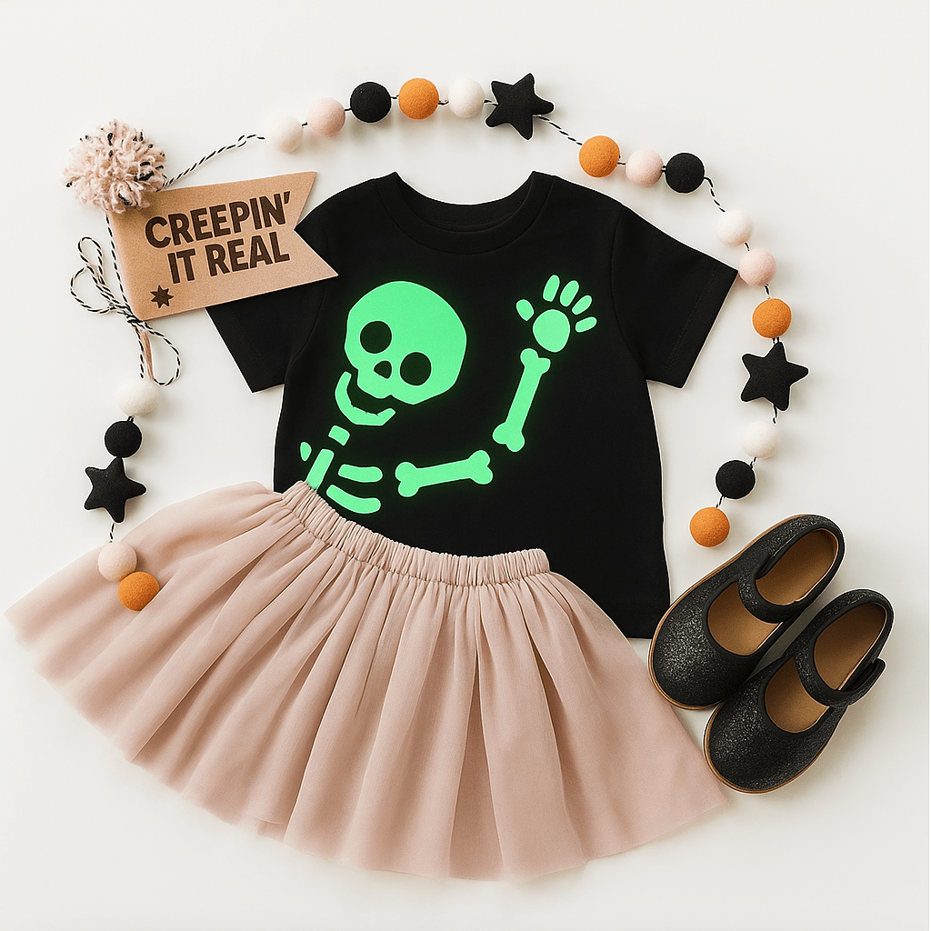 Skeleton Tee Shirt - Hey Boo - The Wishing Elephant