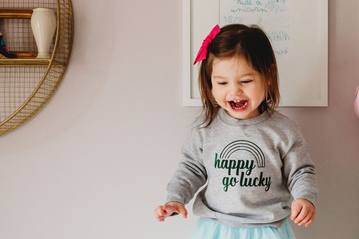 Happy Go Lucky Heather Grey Sweatshirt - The Wishing Elephant