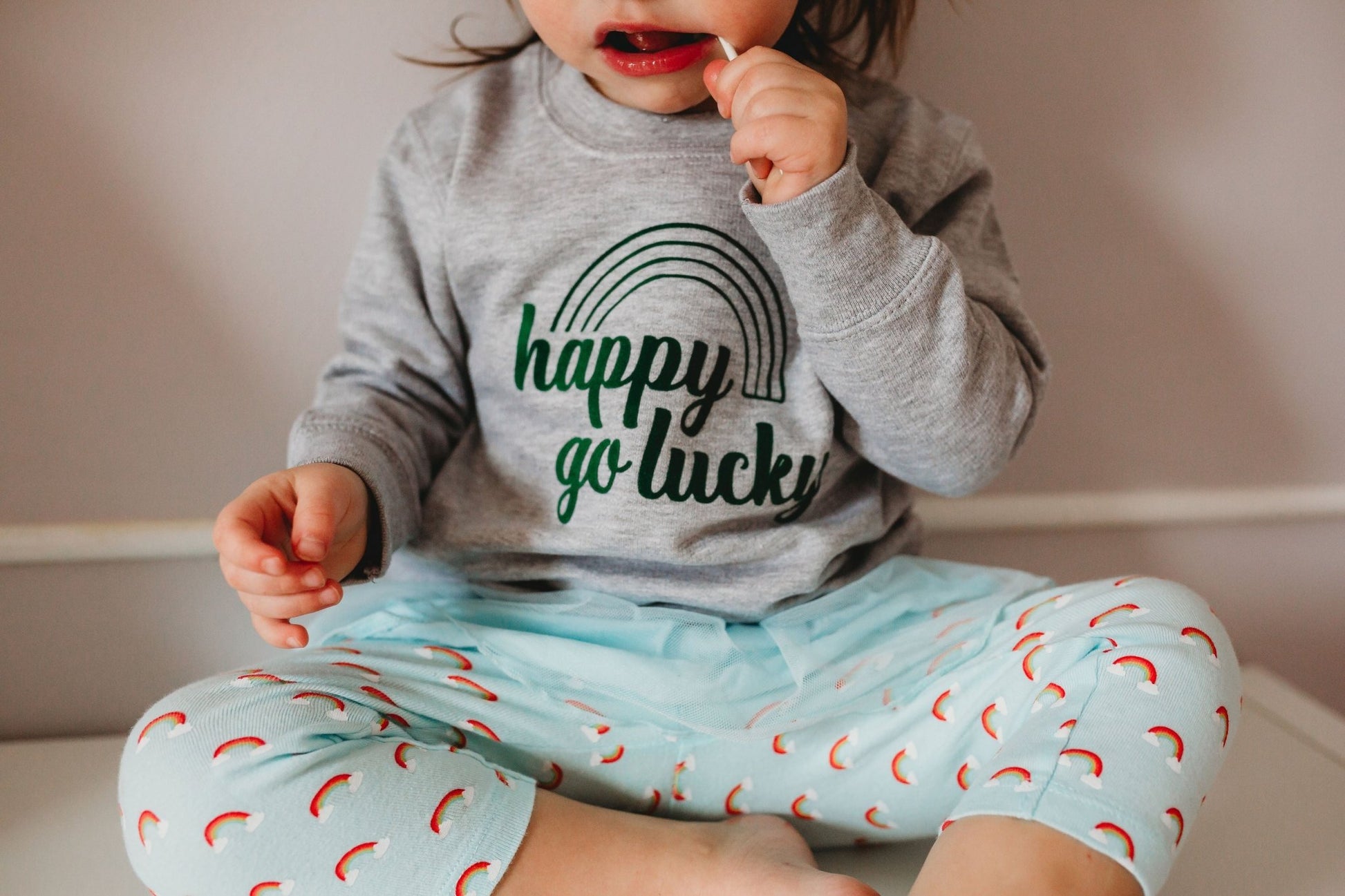 Happy Go Lucky Heather Grey Sweatshirt - The Wishing Elephant